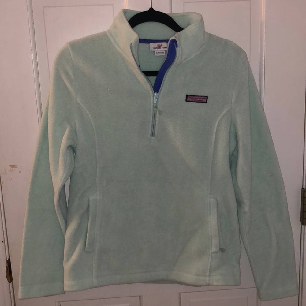 {Vineyard Vines} Seafoam Fleece Quarter Zip Pullover